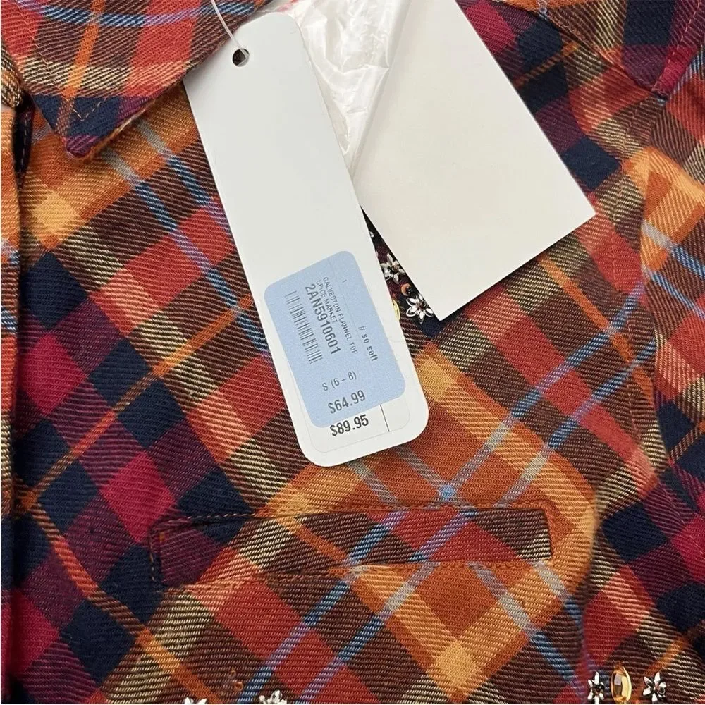 Soft Surroundings Women's Galveston Plaid Button Up Tunic Top Size Small (6-8) - Picture 4 of 8